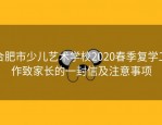 合肥市少儿艺术学校2020春季复学工作致家长的一封信及注意事项