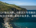 2024 徽动消费，合肥百万专项惠民补贴活动来袭！家电补贴多多，速看