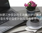 合肥二中自主招生方案出炉！美术、音乐专业招生计划及报名条件一览