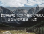 【安徽招聘】2024年合肥北城某大型国企招聘策划设计公告