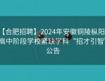 【合肥招聘】2024年安徽铜陵枞阳县高中阶段学校紧缺学科“招才引智”公告