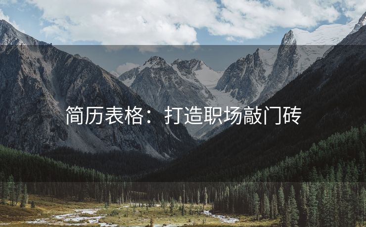 简历表格：打造职场敲门砖