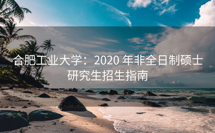 合肥工业大学：2020 年非全日制硕士研究生招生指南