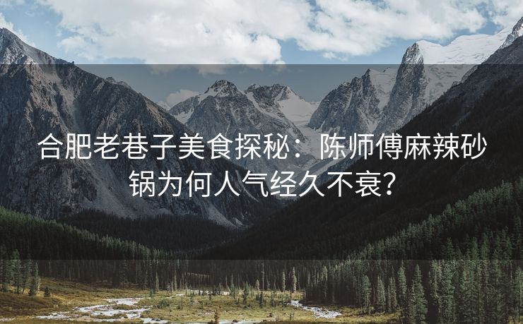 合肥老巷子美食探秘：陈师傅麻辣砂锅为何人气经久不衰？