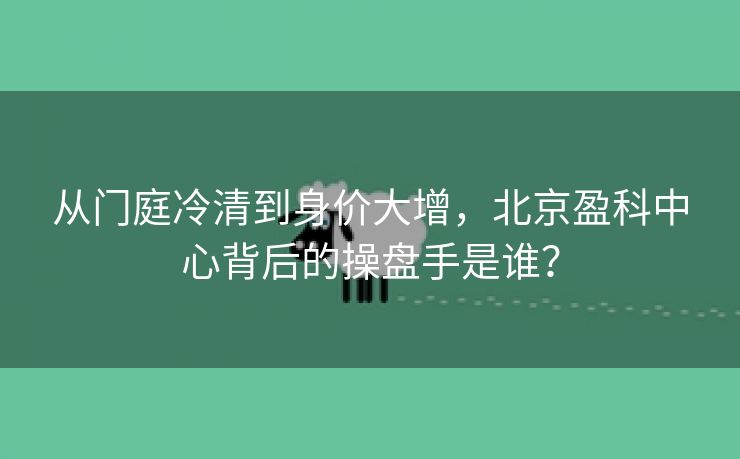 从门庭冷清到身价大增，北京盈科中心背后的操盘手是谁？