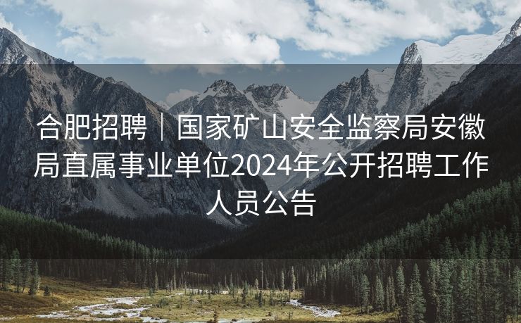 合肥招聘｜国家矿山安全监察局安徽局直属事业单位2024年公开招聘工作人员公告