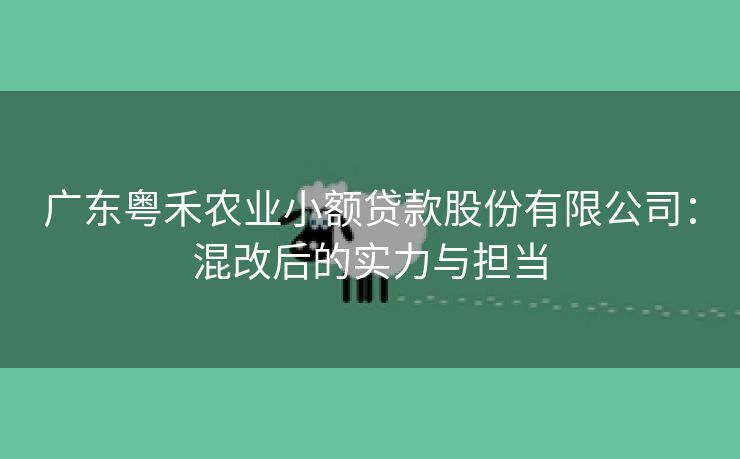 广东粤禾农业小额贷款股份有限公司：混改后的实力与担当