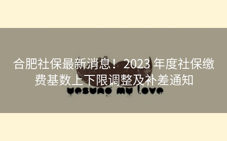合肥社保最新消息！2023 年度社保缴费基数上下限调整及补差通知
