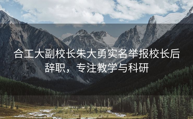 合工大副校长朱大勇实名举报校长后辞职，专注教学与科研