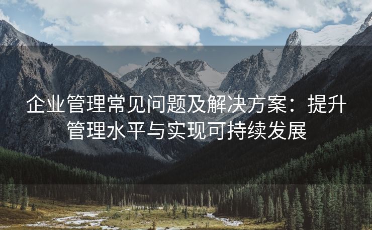 企业管理常见问题及解决方案：提升管理水平与实现可持续发展