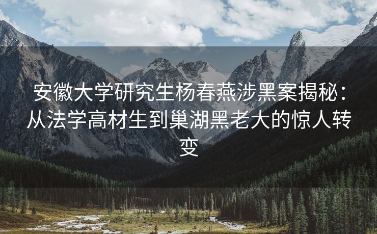 安徽大学研究生杨春燕涉黑案揭秘：从法学高材生到巢湖黑老大的惊人转变